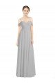 Shop Off the Shoulder Long Chiffon Bridesmaid Dress with Ruched Bodice Sydney