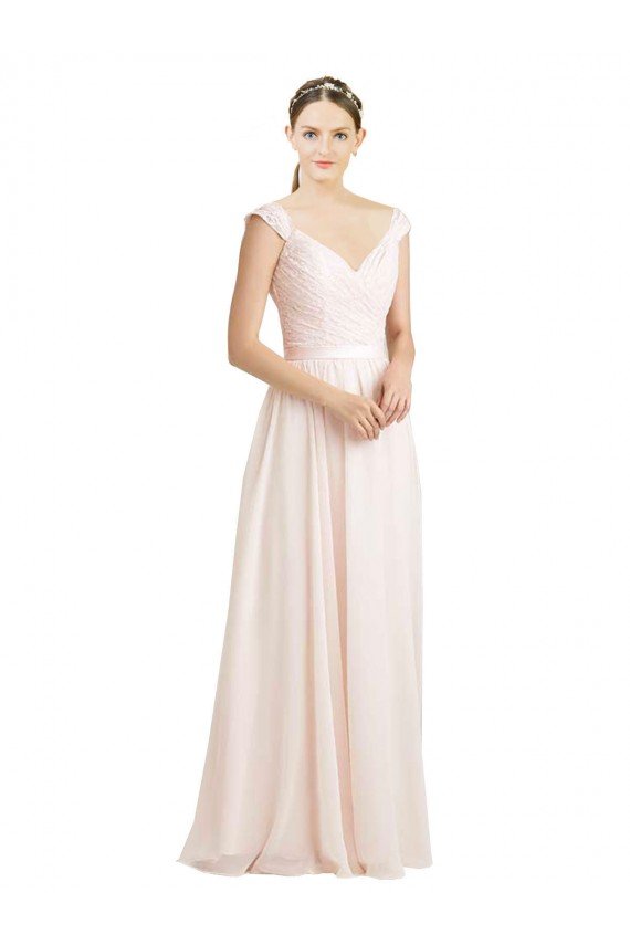 Shop Sweetheart A-Line Chiffon Bridesmaid Dress with Ruched Lace Bodice Sydney