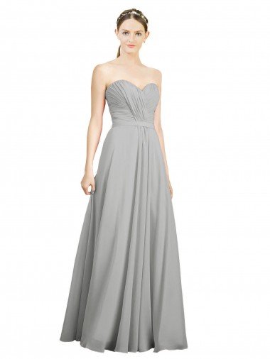 Sweetheart Strapless Draped Long Chiffon Bridesmaid Dress Sydney