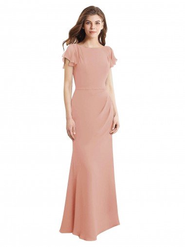 Shop Cap Sleeves Long Chiffon Bridesmaid Dress / Prom Dress with Low V-Back Sydney