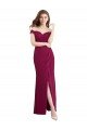 Shop Off the Shoulder Chiffon Bridesmaid Dress with Lace Appliques and Front Slit Sydney