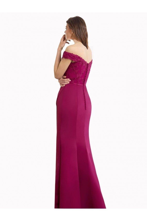 Shop Off the Shoulder Chiffon Bridesmaid Dress with Lace Appliques and Front Slit Sydney