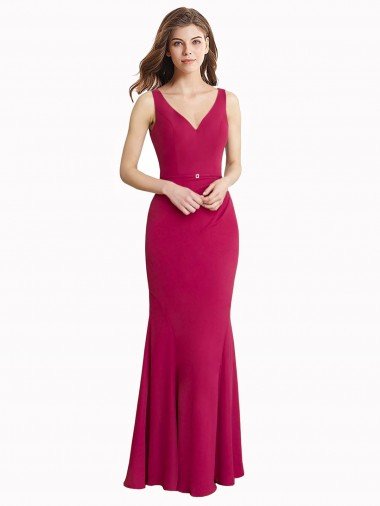 Shop V-Neck Mermaid Chiffon Bridesmaid Dress / Prom Dress with V-Back and Belt Sydney