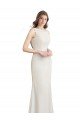 Long Chiffon Bridesmaid Dress with Boat Neckline and Satin Collar Sydney