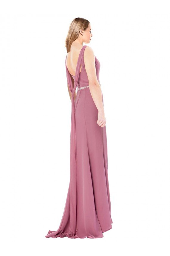 Shop Long Slim Chiffon Bridesmaid Dress / Prom Dress with Beaded Waist Sydney