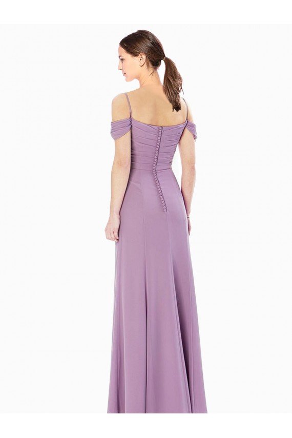 Shop Draped Off the Shoulder Sweetheart Chiffon Bridesmaid Dress with Button Back Sydney