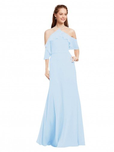 Shop Chiffon Halter Neck Bridesmaids Dress with Flounced Neckline Sydney