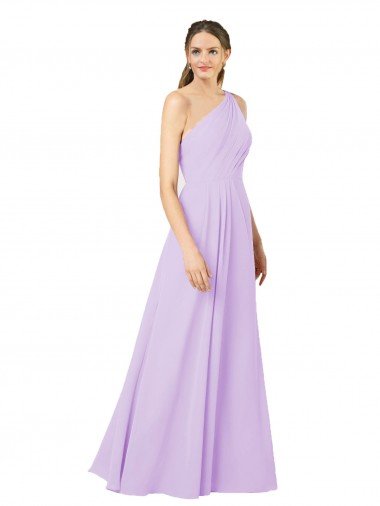 Shop Grecian Inspired Simple One Shoulder Chiffon Formal Bridesmaid Dress with Ruching Sydney