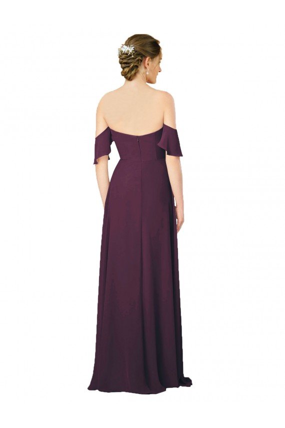 Shop Romantic Off-Shoulder Chiffon Bridesmaid Dress with Plunging V-Neck Sydney