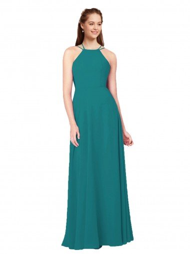 Shop Simple Chiffon Bridesmaid Dress with High Halter Neckline Sydney