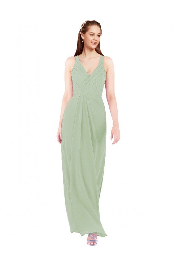 Feminine Chiffon Bridesmaid Dress with Ruching and V-Neckline Sydney