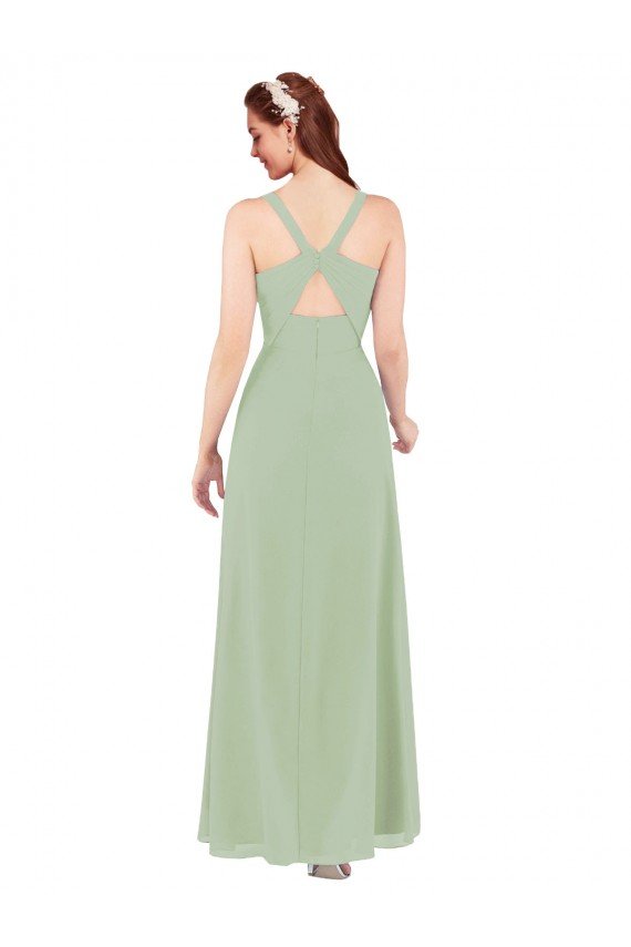 Feminine Chiffon Bridesmaid Dress with Ruching and V-Neckline Sydney