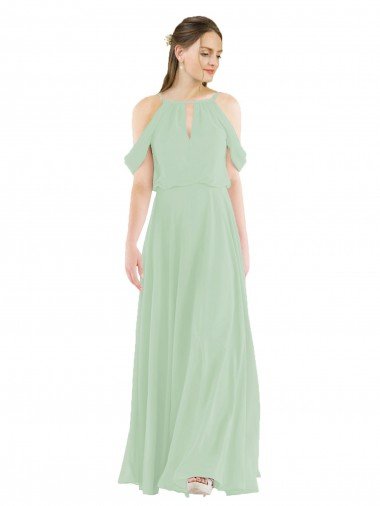 Shop Off-the-Shoulder Long Chiffon Beachy Bridesmaid Dress Sydney