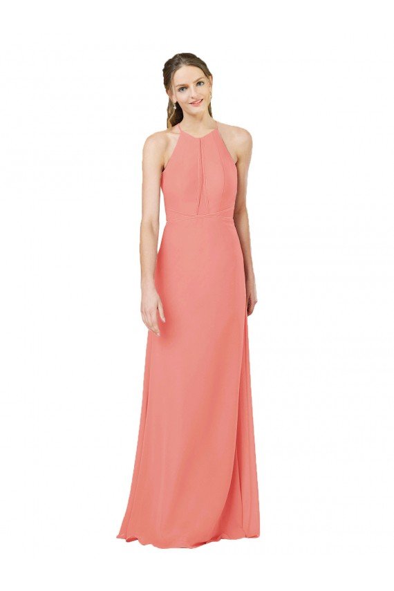 Modern Long Chiffon Bridesmaid Dress with Keyhole Back Sydney
