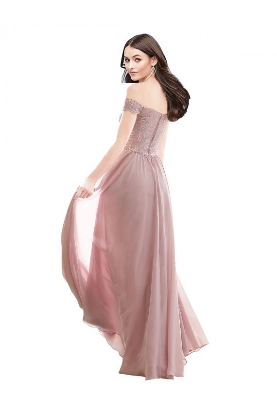Shop Floor Length Chantilly Lace Off the Shoulder Chiffon Bridesmaid Dress Sydney