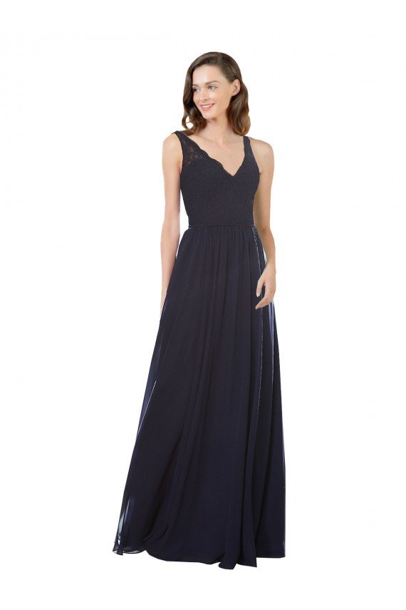 Shop Elegant Chiffon Bridesmaid Dress with V-Neck Lace Bodice Sydney