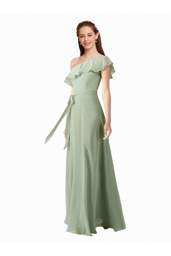 Shop Chiffon Bridesmaids Dress with Ruffles Flutter Sleeves Sydney