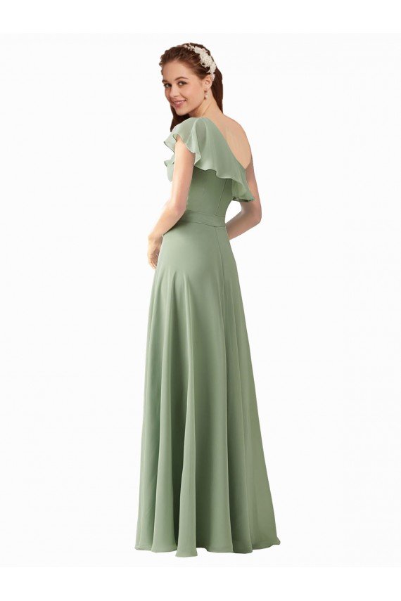 Shop Chiffon Bridesmaids Dress with Ruffles Flutter Sleeves Sydney