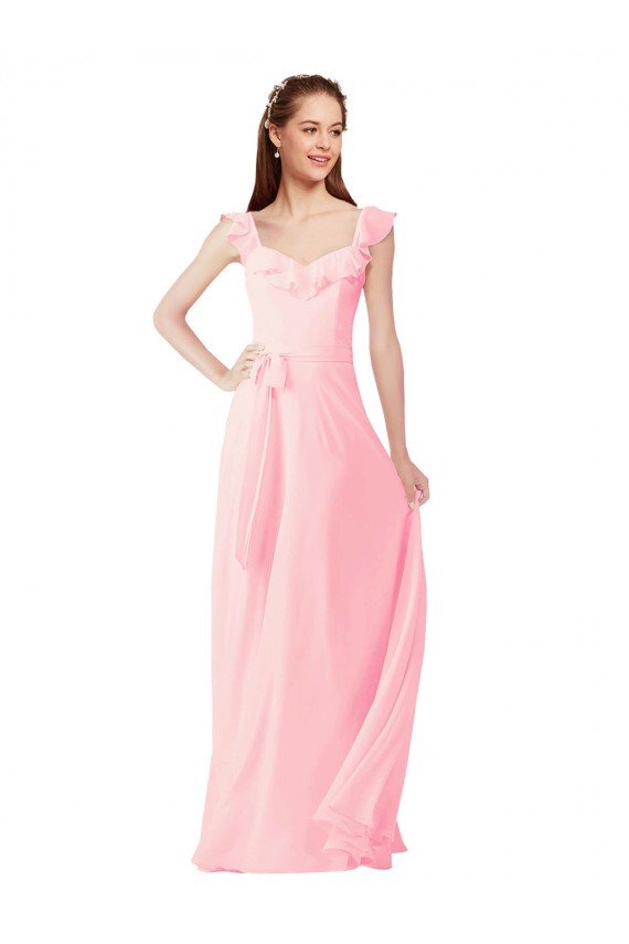 Shop Chiffon Bridesmaids Dress with Ruffle Neckline Sydney