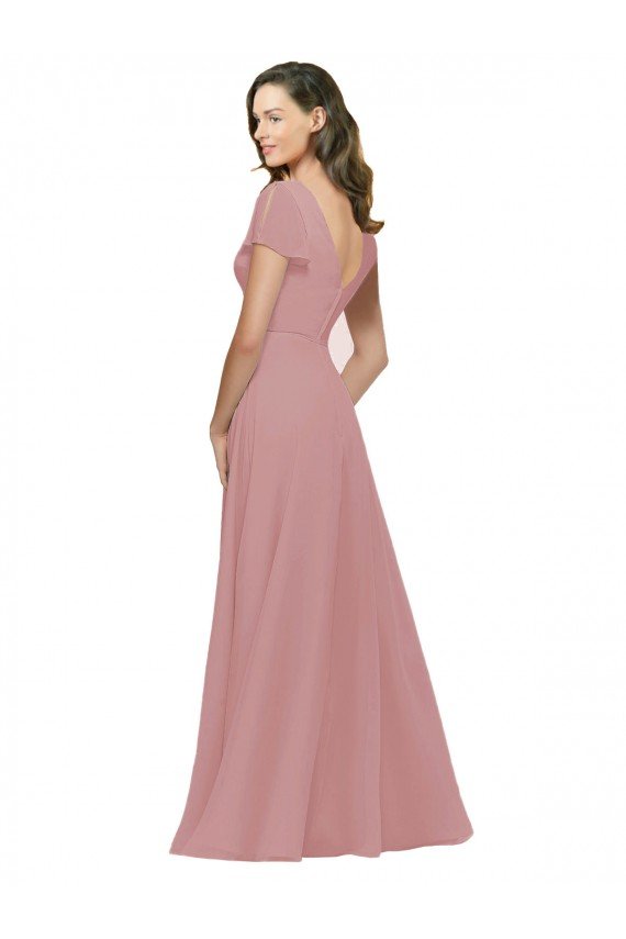 Shop Flutter Sleeves Short Chiffon Bridesmaid Dress with Tie Belt Sydney