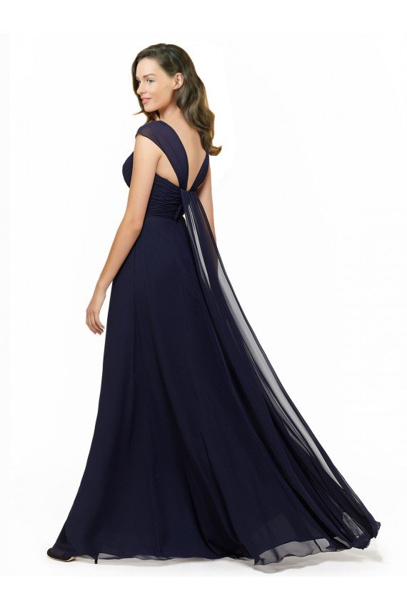 Chiffon Bridesmaid Dress with Rouched Draped Bodice and Watteau Back Sydney