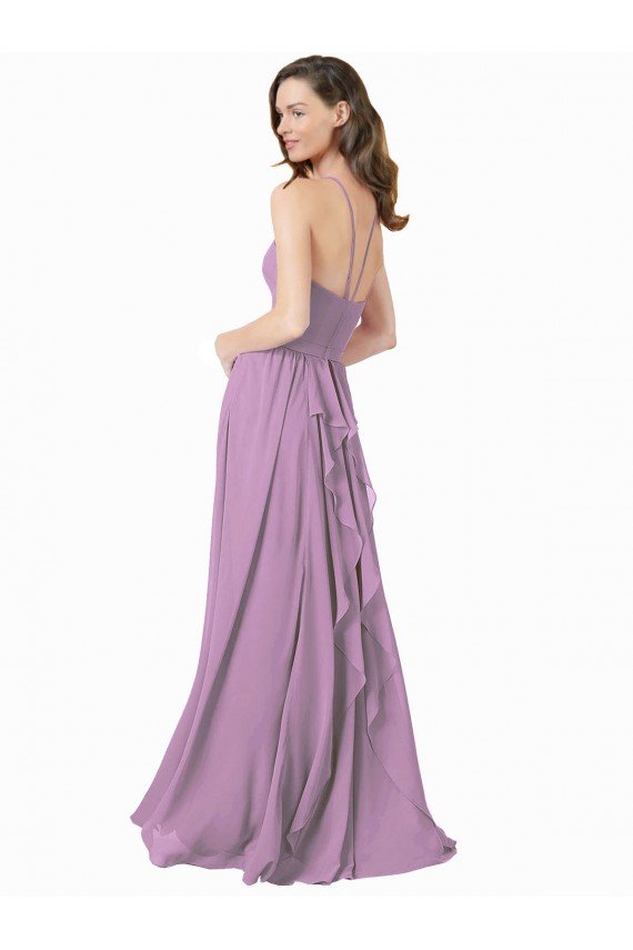 Shop High Halter Chiffon Bridesmaid Dress with Ruffle Details Back Sydney