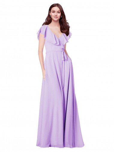 Shop Flutter Sleeves V-Neck Chiffon Bridesmaid Dress Sydney