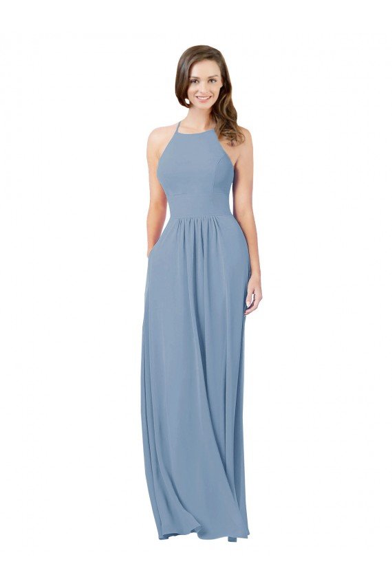Shop Chiffon Bridesmaid Dress with High Halter Neckline Sydney