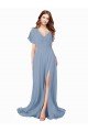 Shop Chiffon Bridesmaid Dress / Prom Dress with Flutter Sleeves and Front Slit Sydney