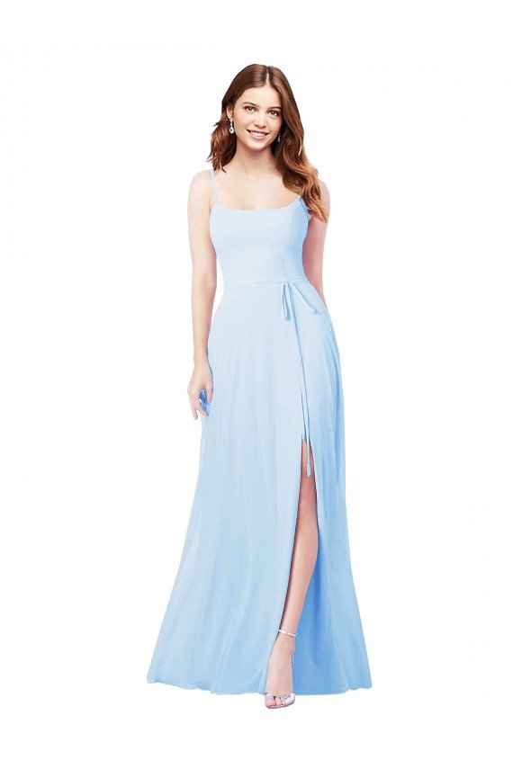 Shop Chiffon Bridesmaid Dress with Tie Sash and Side Slit Sydney