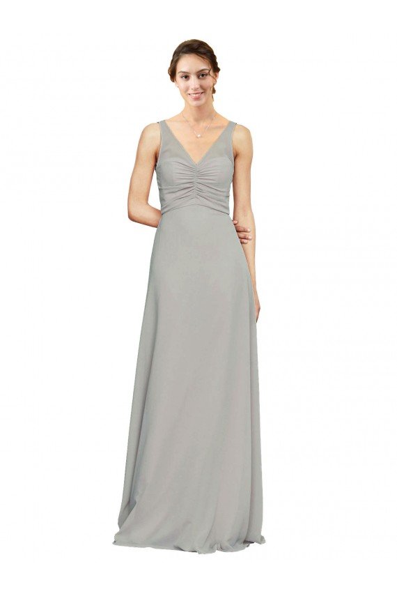 Shop V-Neck Chiffon Bridesmaid Dress with Illusion Gathered Bodice Sydney