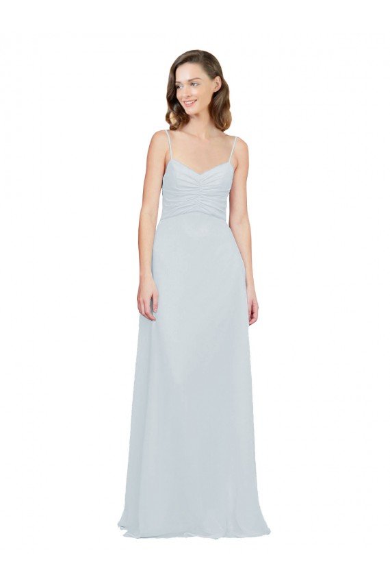 Slim A-Line Chiffon Bridesmaid Dress with Spaghetti Strap Gathered Bodice Sydney