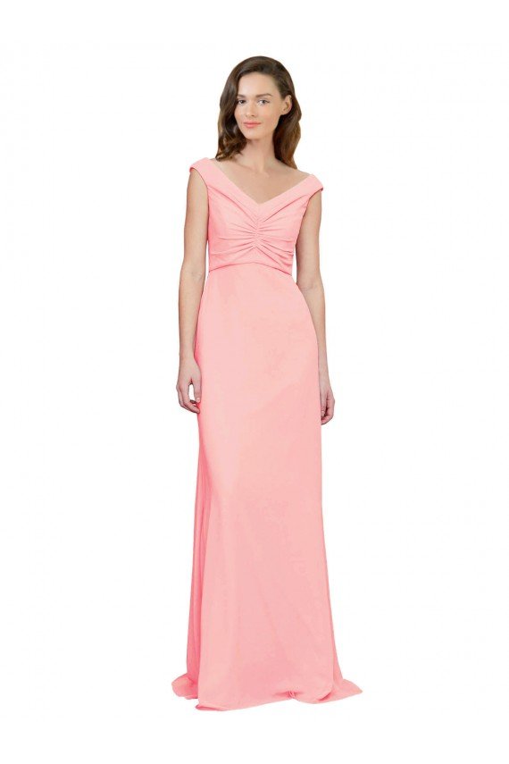 Luxe Chiffon Bridesmaid Dress with Shoulder Tip Gathered Bodice Sydney