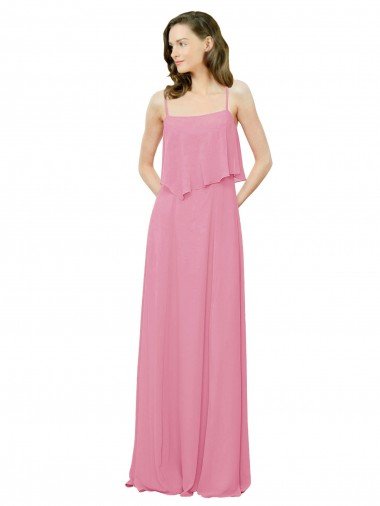 Shop Spaghetti Strap Chiffon Bridesmaids Dress with Ruffle Overlay Sydney