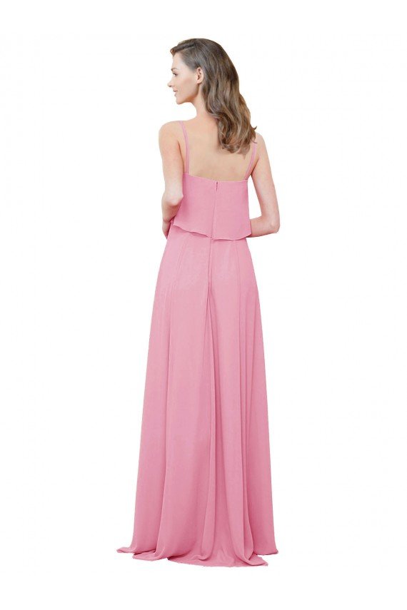 Shop Spaghetti Strap Chiffon Bridesmaids Dress with Ruffle Overlay Sydney