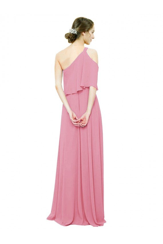 Shop Sleeved One Shoulder Chiffon Bridesmaids Dress with Draped Ruffle Overlay Sydney