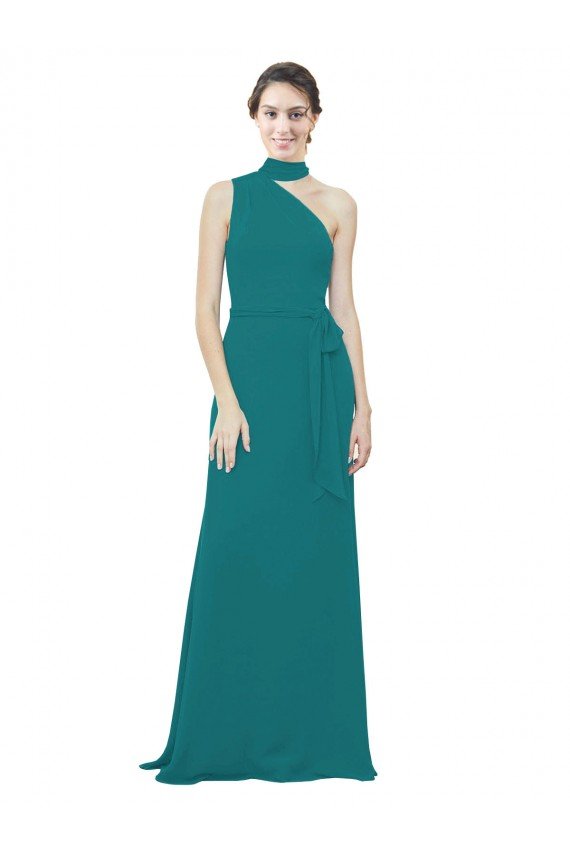 Shop One Shoulder Chiffon Bridesmaids Dress with Scarf Tie Neckline Sydney