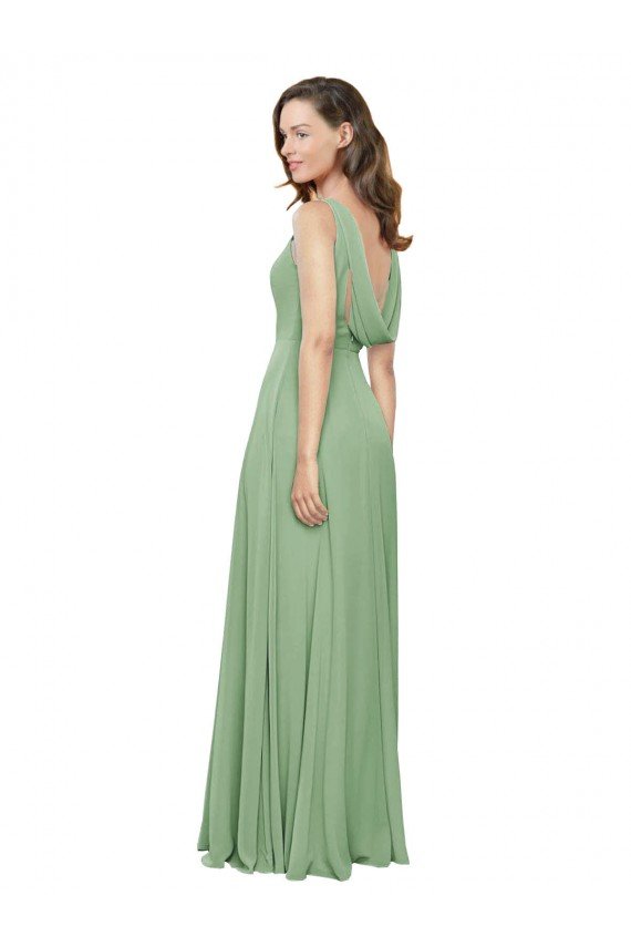 Shop High Neck Chiffon Bridesmaids Dress with Low Cowl Back Sydney