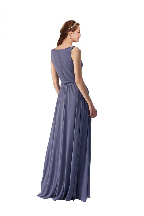 V-Neck Long Draped A-Line Chiffon Bridesmaid Dress Sydney