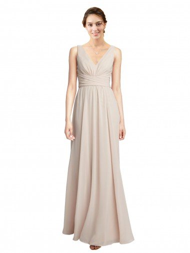 Shop Long V-Neck Chiffon Bridesmaids Dress with Double Straps Sydney