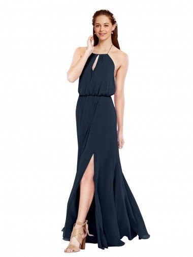 Shop Grecian Style Halter Chiffon Bridesmaid Dress with Keyhole and Slit Sydney