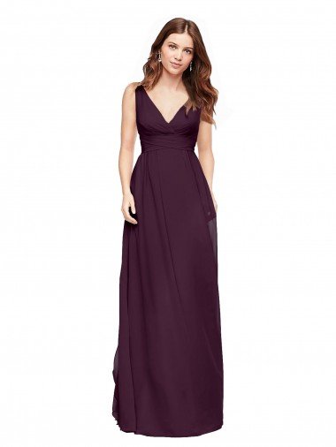 Shop Plunging V-Neckline Long Chiffon Bridesmaid Dress with Deep V-Back Sydney