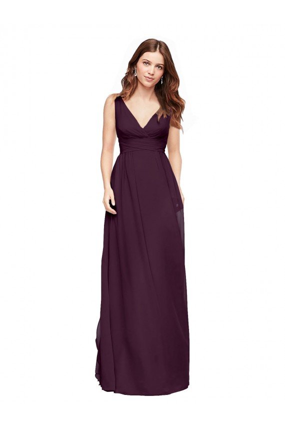 Shop Plunging V-Neckline Long Chiffon Bridesmaid Dress with Deep V-Back Sydney