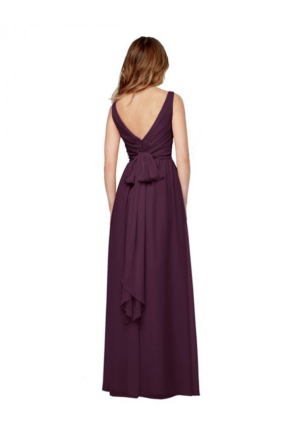Shop Plunging V-Neckline Long Chiffon Bridesmaid Dress with Deep V-Back Sydney
