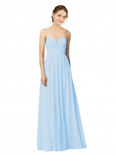 Shop Full Length Chiffon Bridesmaid Dress with Deep Sweetheat and Shirred Bodice Sydney