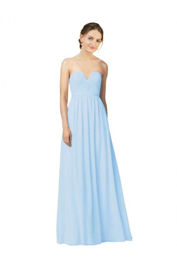 Shop Full Length Chiffon Bridesmaid Dress with Deep Sweetheat and Shirred Bodice Sydney