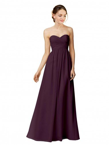 Shop Strapless Chiffon Bridesmaid Dress with Criss Cross Shirred Bodice Sydney