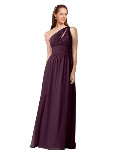 Shop One Shoulder Chiffon Bridesmaid Dress with Front Keyhole and Shirred Bodice Sydney