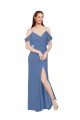 Shop Mock-Wrap Off the Shoulder Long Chiffon Bridesmaid Dress with Side Slit Sydney