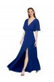 Shop V-Neck Long Chiffon Bridesmaid Dress with Dolman Sleeved Bodice and Slit Sydney